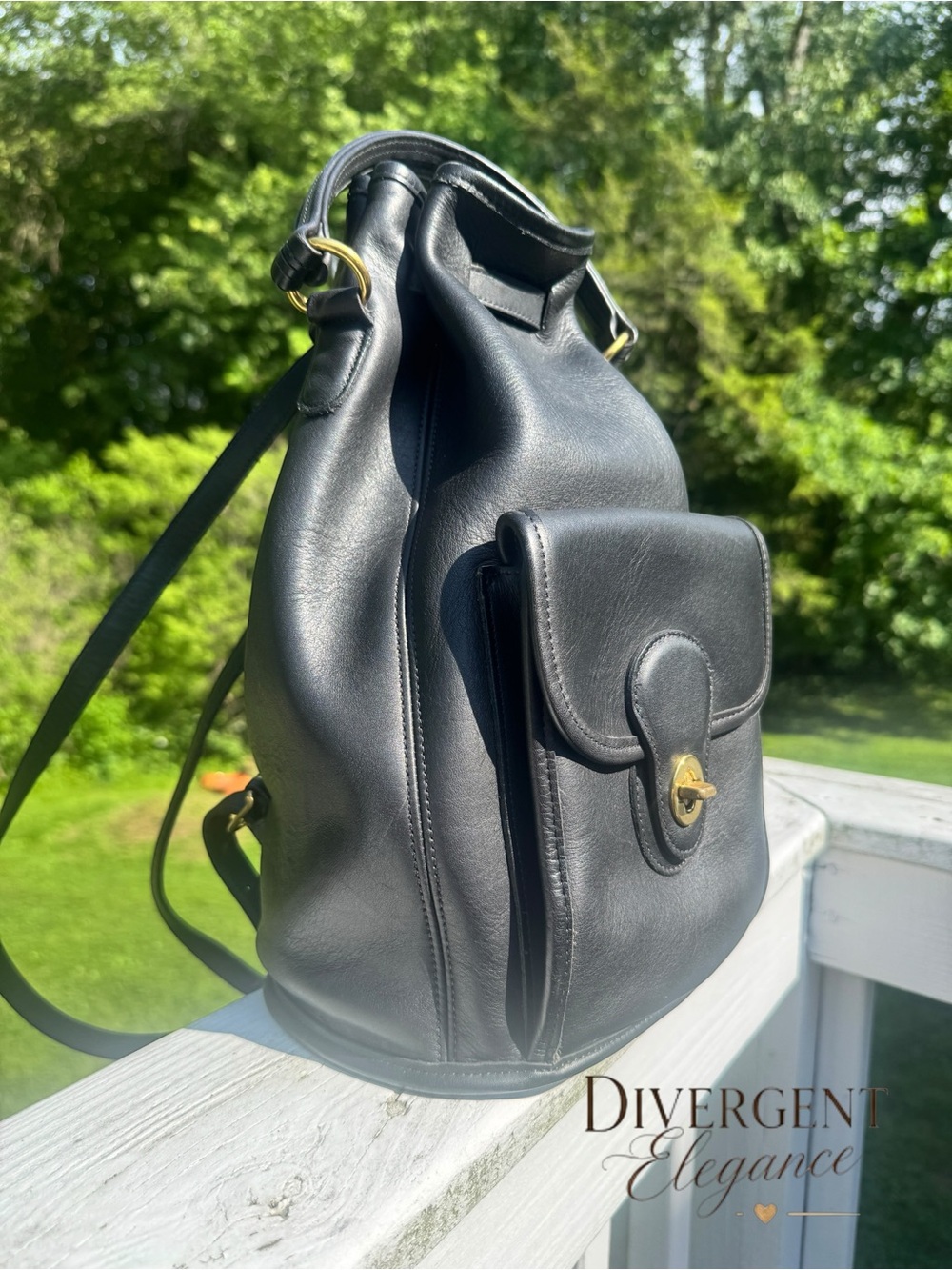 Coach Handle Backpack Sling Daypack Black Glove Tanned Leather Style 9952 - Picture 2 of 8